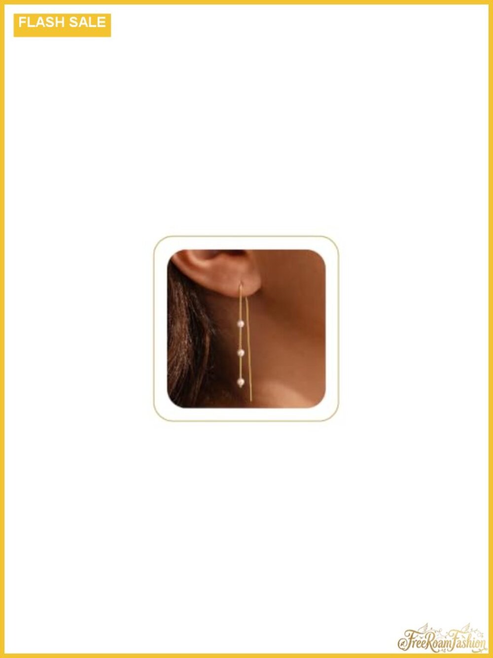 14K Gold Plated Drop Threader Pearl Earrings for Women